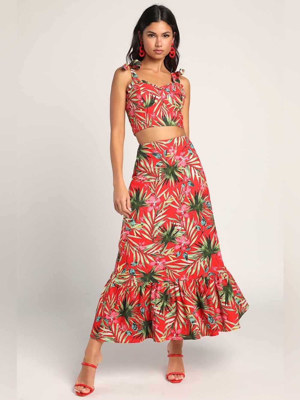 Lulus Island Experience Red Tropical SET